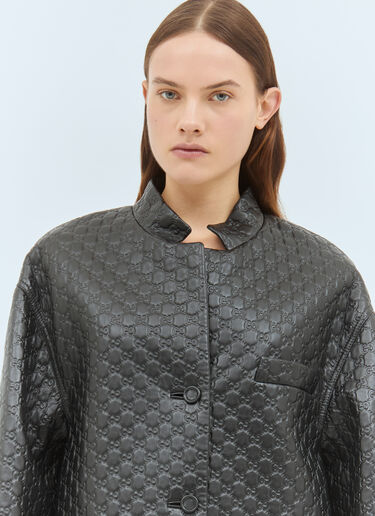Gucci GG Embossed Leather Jacket Black guc0258007