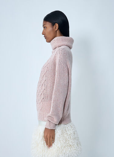 Moncler Wool-Blend Cable Knit Sweater Pink mon0262025