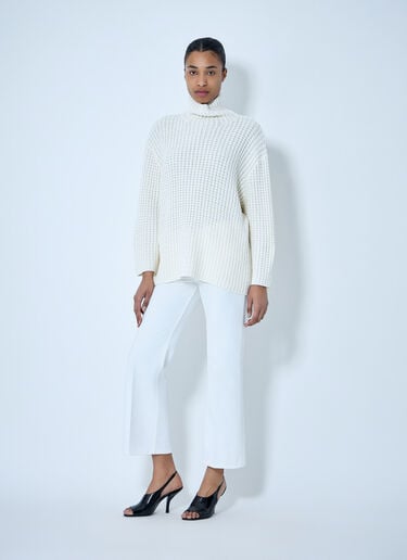 TOTEME Waffle Knit Turtleneck Sweater White tot0264024