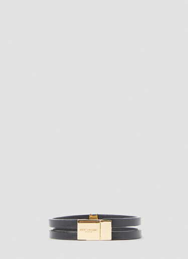 Saint Laurent 双重饰带字母花押手链 黑色 sla0253173