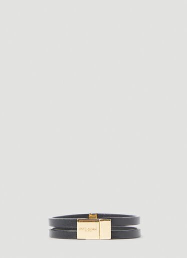 Saint Laurent Double-Strap Monogram Bracelet Black sla0253173