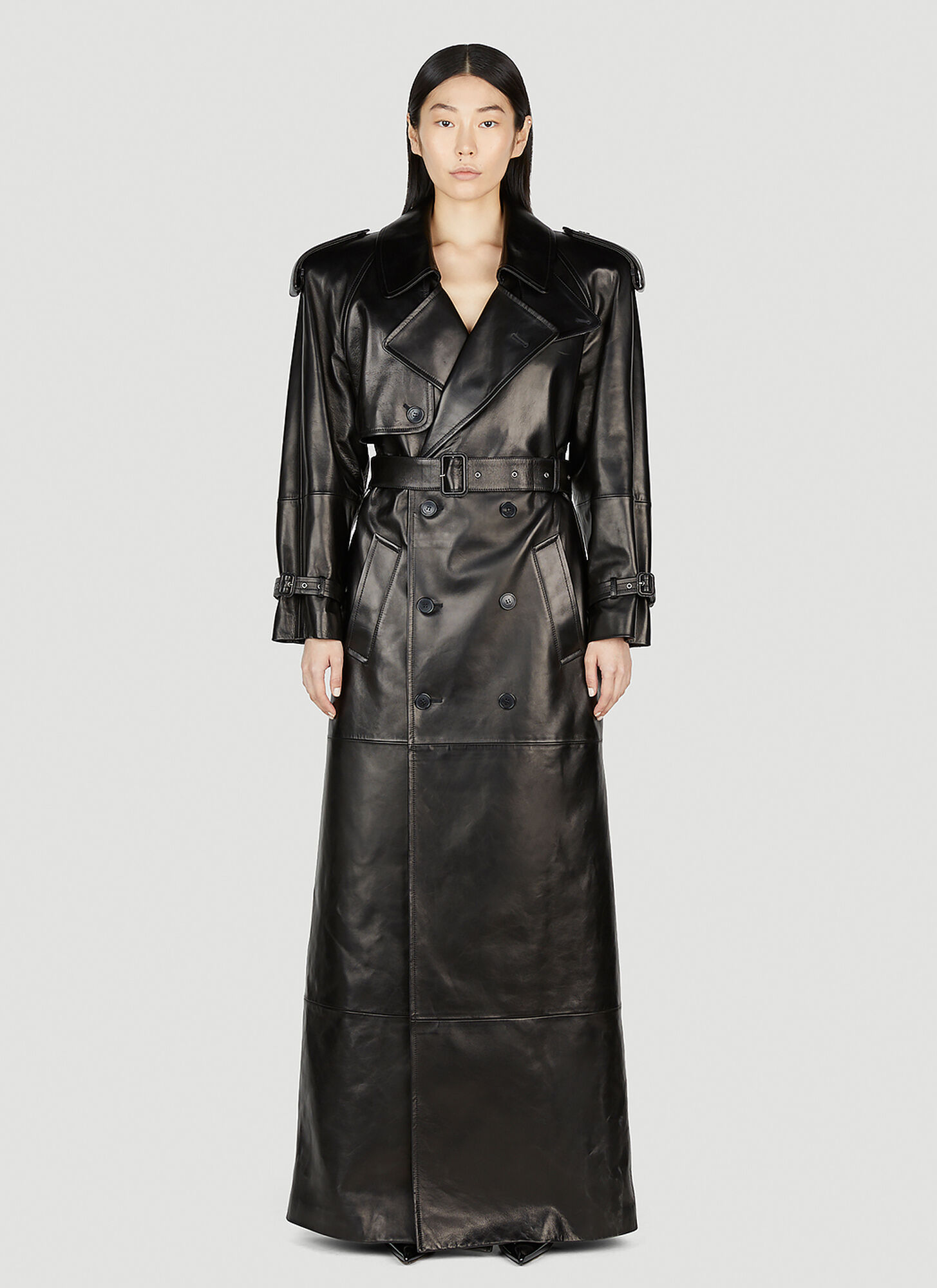 Saint Laurent Belted Leather Trench Coat