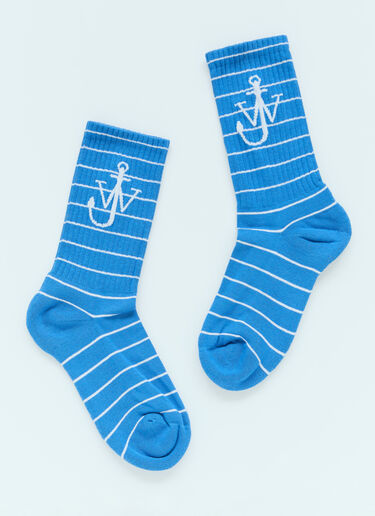 JW Anderson Striped Anchor Socks Blue jwa0156011