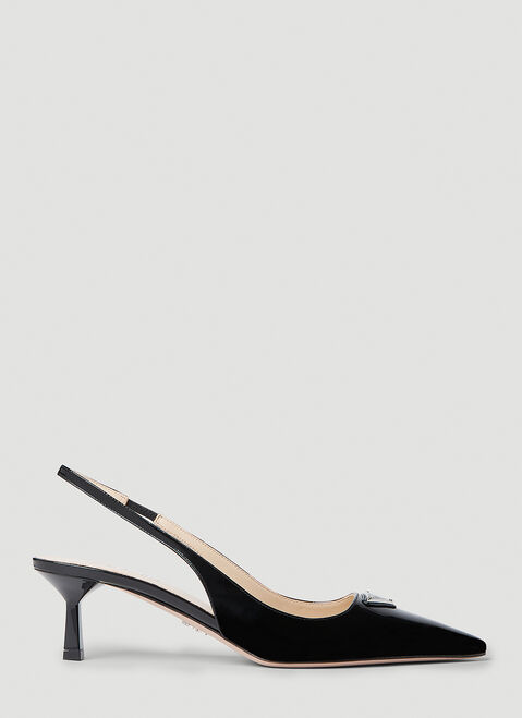 Prada Patent Slingback Kitten Heels White pra0254013