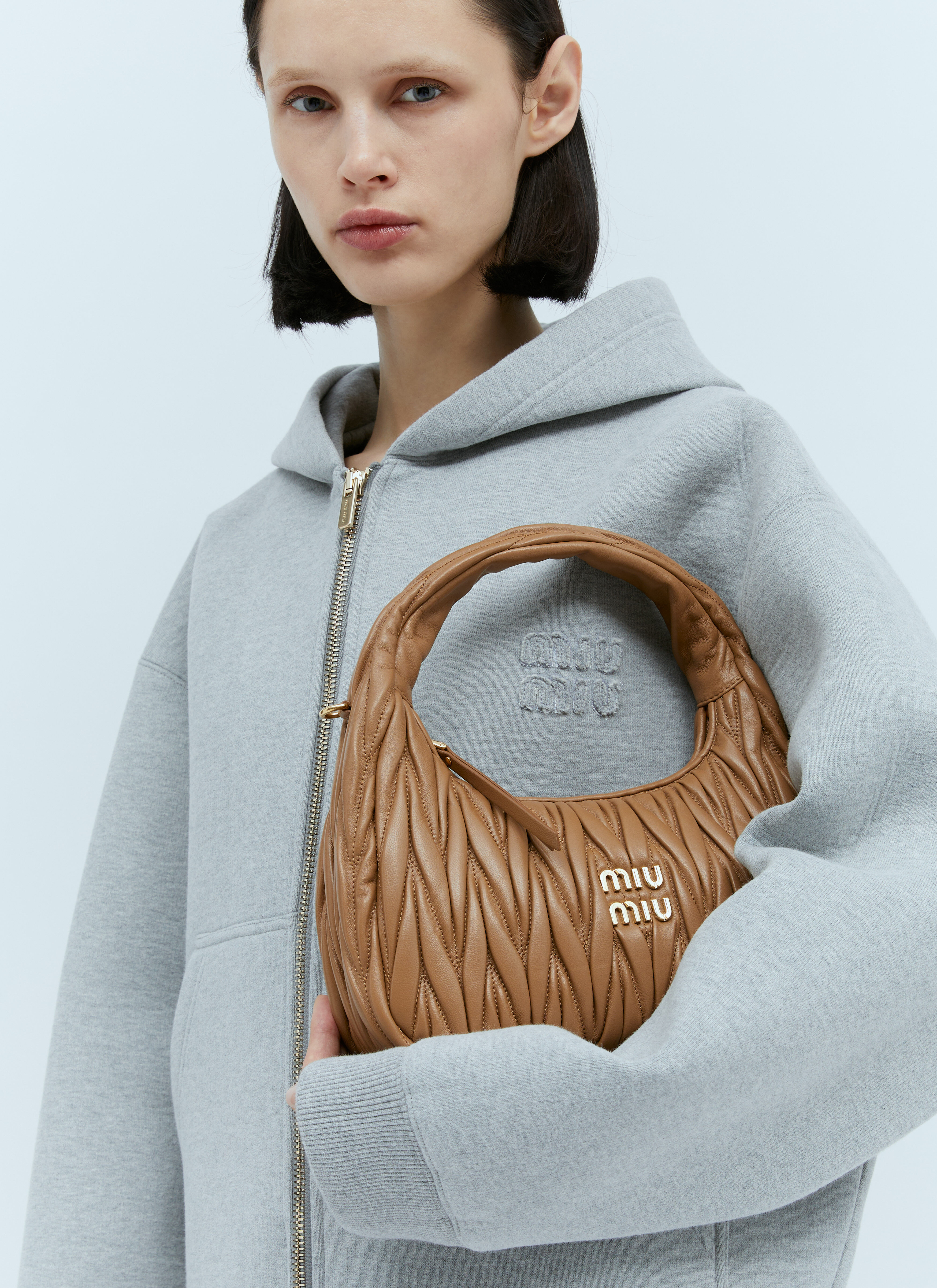 Miu Miu Women s Wander Matelasse Hobo Shoulder Bag in Brown LN CC