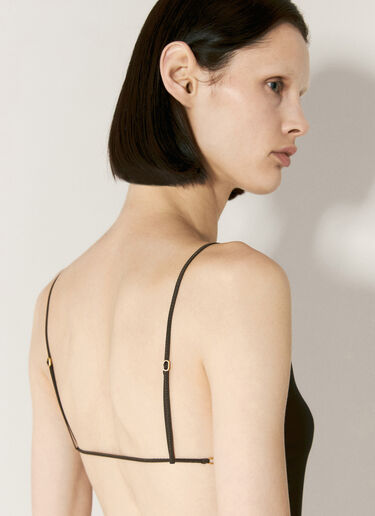 Saint Laurent Backless Georgette Bodysuit Black sla0256008