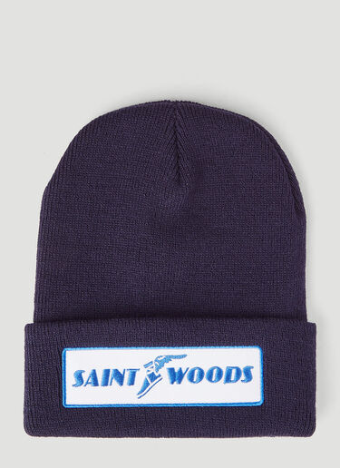 Saintwoods Logo-Patch Beanie Hat Blue swo0144015