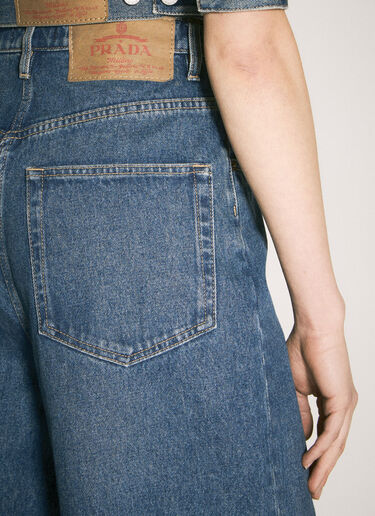 Prada Logo Plaque Balloon Jeans Blue pra0259021