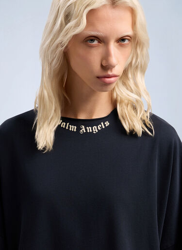 Palm Angels Curved Logo Collar Over T-Shirt Dark Blue pma0262074