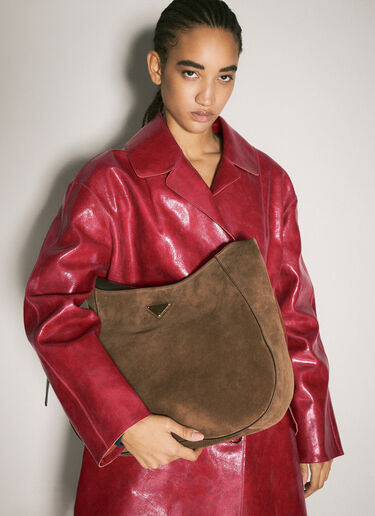 Prada Suede Crossbody Bag Brown pra0258040