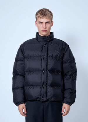 Prada Re-Nylon Down Jacket with Removable Sleeves Black pra0166204