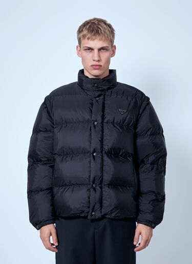LN-CC® - Prada: Re-Nylon Down Jacket with Removable Sleeves - Black Prada Re-Nylon Down Jacket with Removable Sleeves Black pra0166204