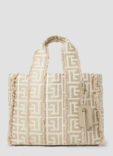 Balmain XXL Monogram Tote Bag Beige bln0152015