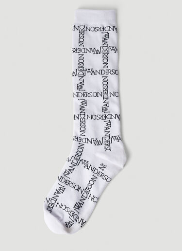 Logo Grid Long Socks JW Anderson Logo Grid Long Socks White jwa0351017
