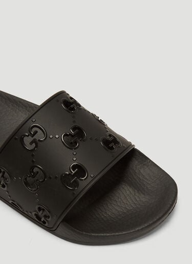 Gucci GG Cut-Out Rubber Slides Black guc0137082