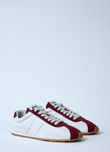 Miu Miu Plume Leather and Suede Sneakers White miu0259029