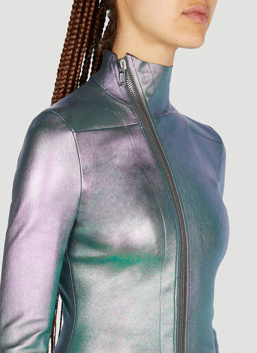 Rick Owens Oil Slick Leather Jacket Green ric0251002