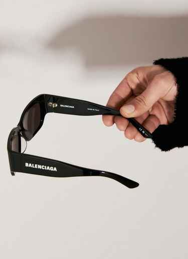 Balenciaga Logo Print Rectangle Sunglasses Black bcs0355005