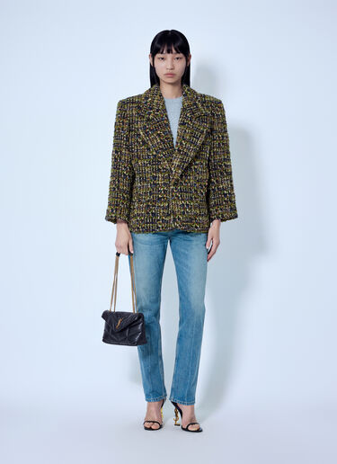 Saint Laurent Single-Breasted Jacket in Tweed Green sla0265017