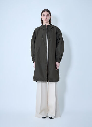 Max Mara Belted Hooded Coat Green max0263203