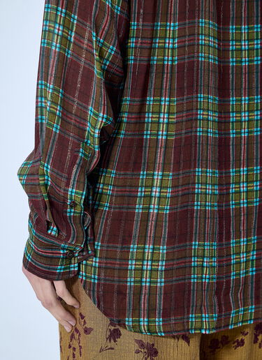 LN-CC® - Dries Van Noten: Plaid Button-Down Shirt - Brown Dries Van Noten Plaid Button-Down Shirt Brown dvn0266007