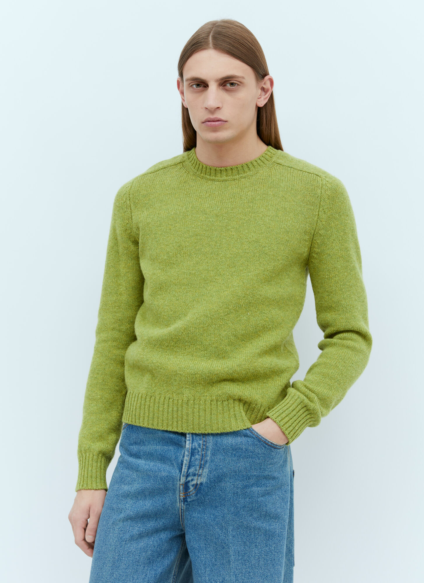 Shop Gucci Logo Embroidery Wool Sweater In Green