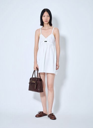 LN-CC® - Miu Miu: Slubbed Poplin and Eyelet Lace Mini Dress - White Miu Miu Slubbed Poplin and Eyelet Lace Mini Dress White miu0265001