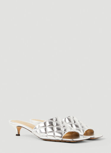 Padded Kitten Heel Mules Bottega Veneta Padded Kitten Heel Mules Silver bov0251080