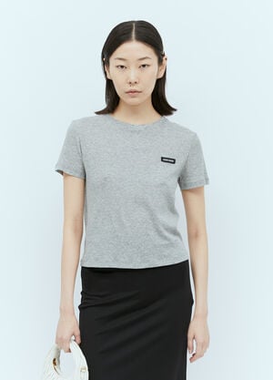 Miu Miu Logo Patch T-Shirt Grey miu0255007