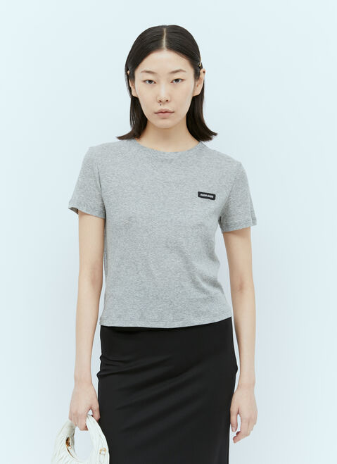 Miu Miu Logo Patch T-Shirt Grey miu0255007