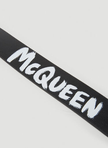 Alexander McQueen Graffiti Signature Leather Belt Black amq0149101