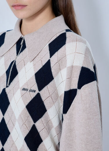 LN-CC® - Miu Miu: Cashmere Polo Sweater - Beige Miu Miu Cashmere Polo Sweater Beige miu0266021