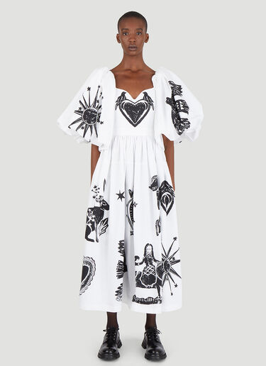 Alexander McQueen Papercut Print Dress White amq0245008