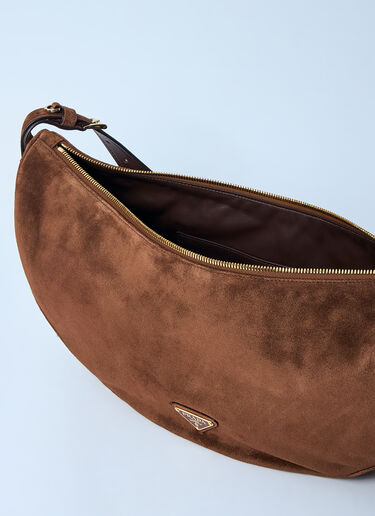 Prada Small Suede Shoulder Bag Brown pra0262019