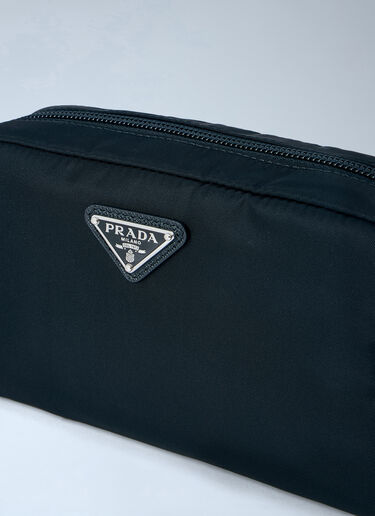 LN-CC® - Prada: Compact Nylon Pouch with Logo Detail - Black Prada Compact Nylon Pouch with Logo Detail Black pra0265011