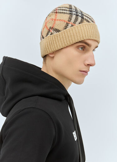 Burberry Check Cashmere Beanie Hat Beige bur0158021