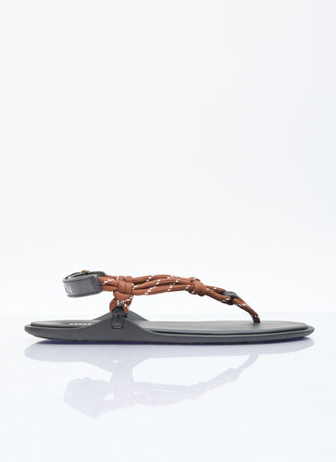 Miu Miu Riviere Cord And Leather Sandals Brown miu0256048