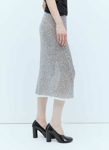 Dries Van Noten Metallic Open Knit Skirt Silver dvn0254023