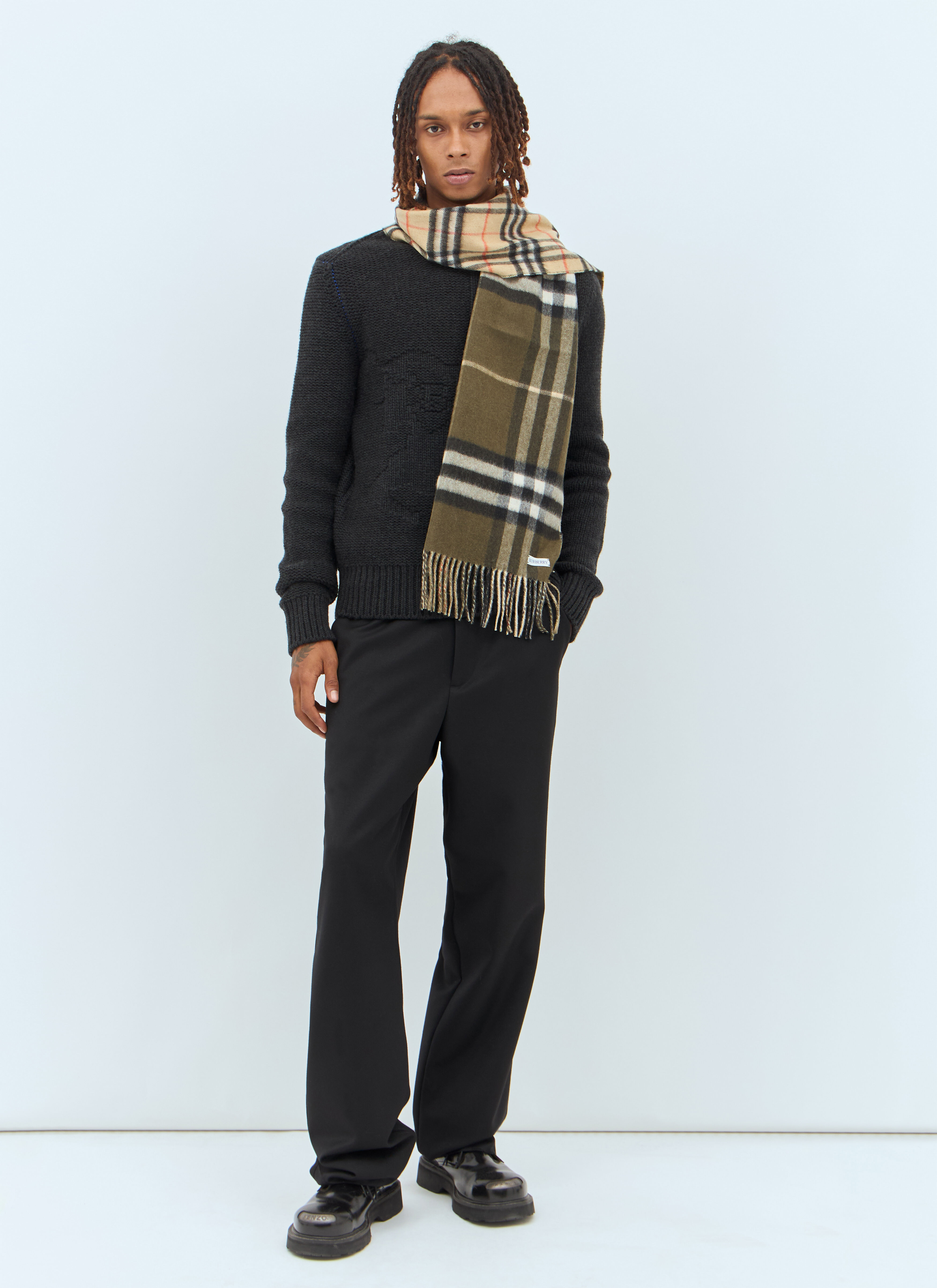Burberry Men s Check Cashmere Scarf in Beige LN CC