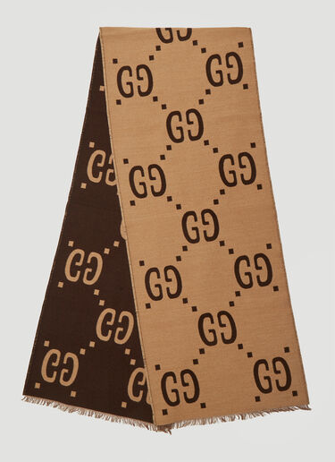 Gucci GG Logo Jacquard Scarf Dark Brown guc0137030