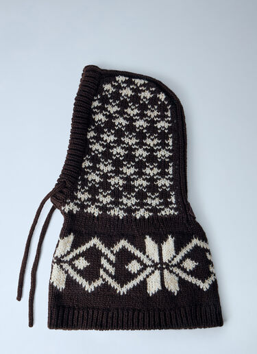 LN-CC® - Moncler: Patterned Knit Balaclava - Brown Moncler Patterned Knit Balaclava Brown mon0266046