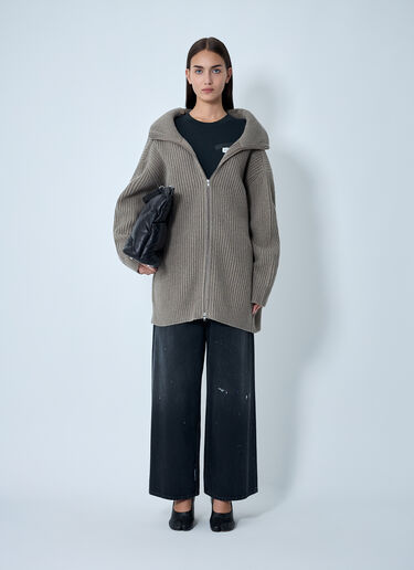 Ribbed Zip-Up Cardigan MM6 Maison Margiela Ribbed Zip-Up Cardigan Beige mmm0262002