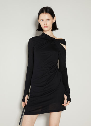 Helmut Lang Twisted Asymmetric Mini Dress Black hlm0253009