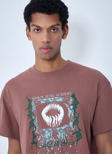 Brain Dead Cotton Graphic T-Shirt Brown bra0162002