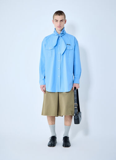 Miu Miu Poplin Shirt With Scarf Blue miu0360001