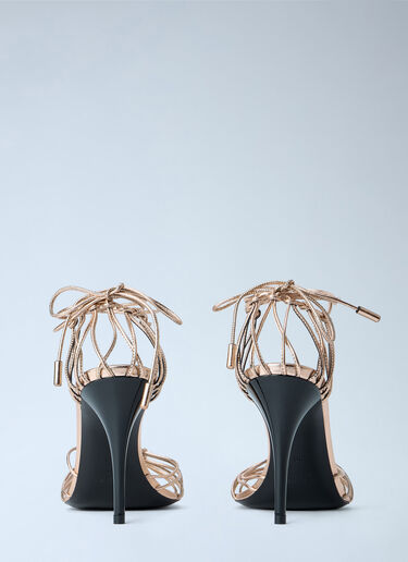 LN-CC® - Saint Laurent: Babylone Stiletto Sandals in Metallic Leather - Pink Saint Laurent Babylone Stiletto Sandals in Metallic Leather Pink sla0263034