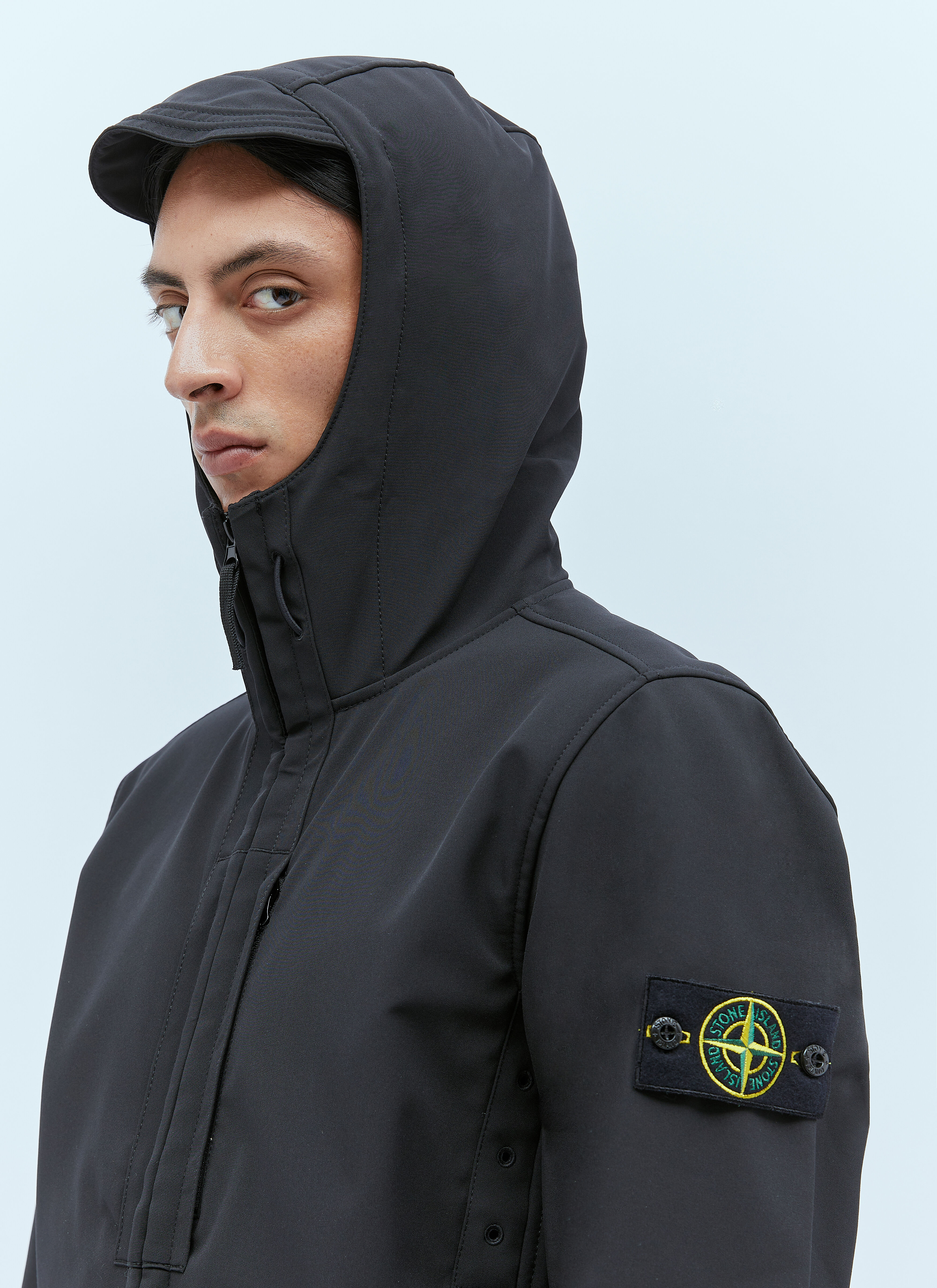 Mens stone island hooded on sale jacket