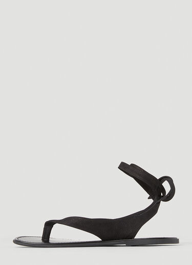 The Row Leather Flat Sandals Black row0253010
