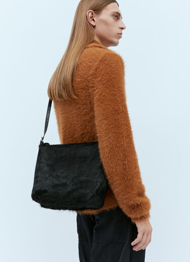 Leather-Trimmed Hair Crossbody Bag Dries Van Noten Leather-Trimmed Hair Crossbody Bag Black dvn0154048