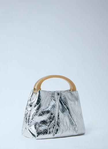 Dries Van Noten Metallic Structured Handbag Silver dvn0263017